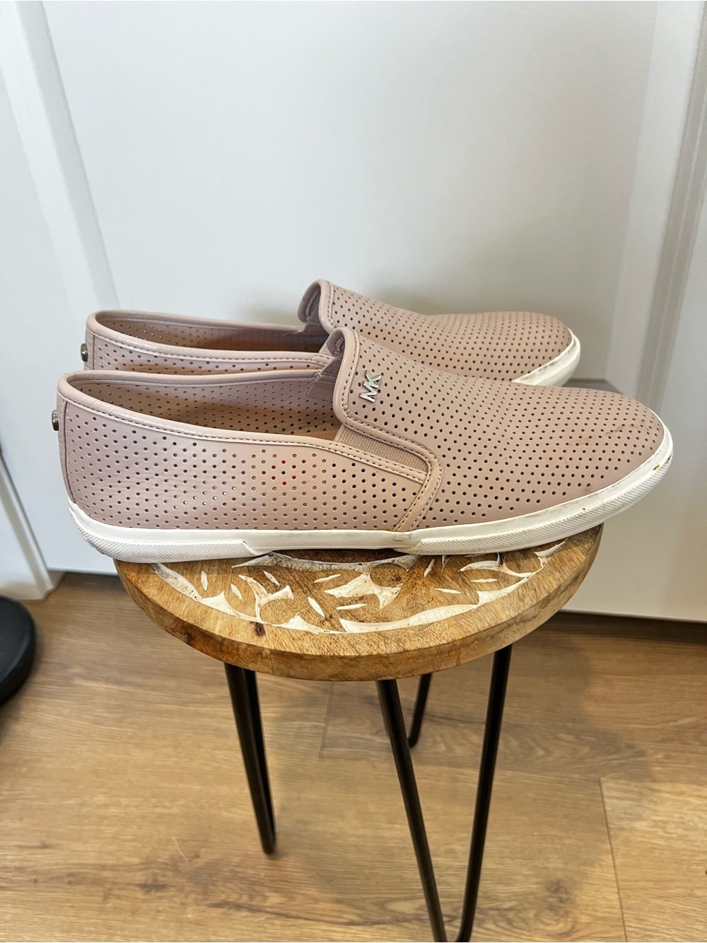 MK Perforated Slip-On Womans Shoes in Blush - Comfortable Casual Style - Picture 2 of 7